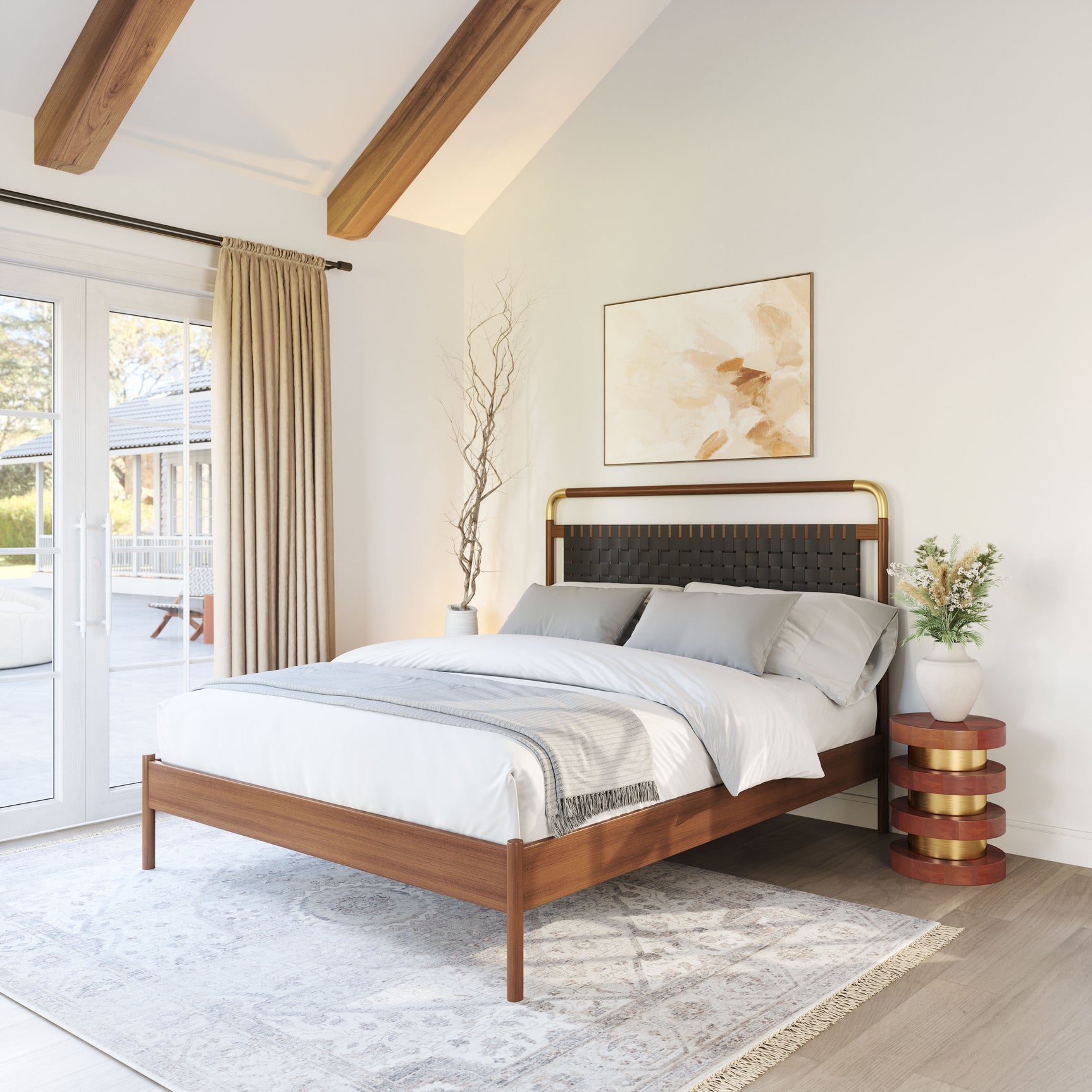 Netz Black & Walnut Queen Bed - Ornate Home