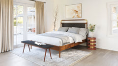 Netz Black & Walnut Queen Bed - Ornate Home