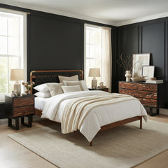 Netz Black & Walnut Queen Bed - Ornate Home