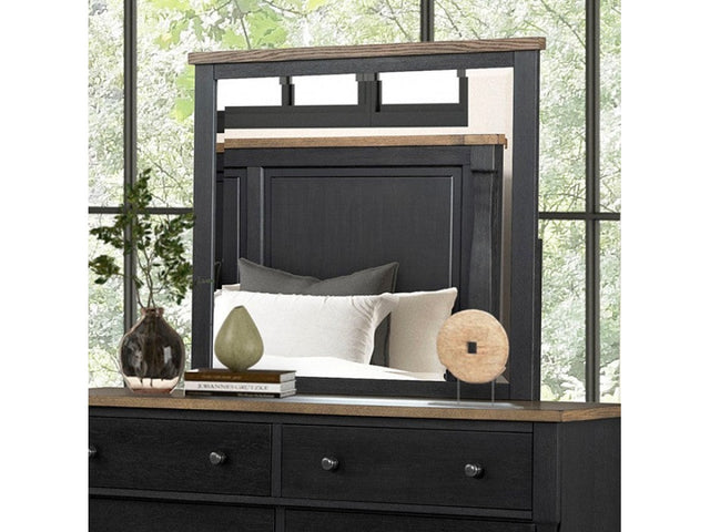 Neue Mills Black/Rustic Oak Mirror - Ornate Home