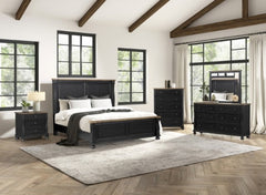Neue Mills Black/Rustic Oak Nightstand w/ 3 Drawers - Ornate Home