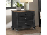 Neue Mills Black/Rustic Oak Nightstand w/ 3 Drawers - Ornate Home