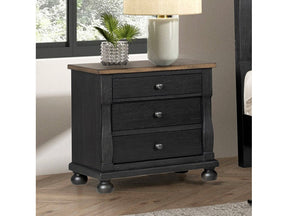 Neue Mills Black/Rustic Oak Nightstand w/ 3 Drawers - Ornate Home
