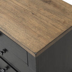 Neue Mills Black/Rustic Oak Nightstand w/ 3 Drawers - Ornate Home