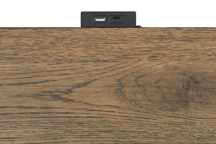 Neue Mills Black/Rustic Oak Nightstand w/ 3 Drawers - Ornate Home