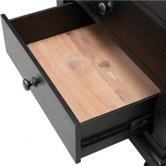 Neue Mills Black/Rustic Oak Nightstand w/ 3 Drawers - Ornate Home