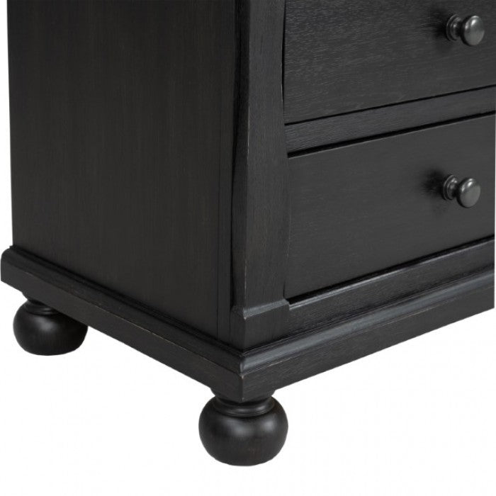 Neue Mills Black/Rustic Oak Nightstand w/ 3 Drawers - Ornate Home