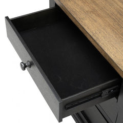 Neue Mills Black/Rustic Oak Nightstand w/ 3 Drawers - Ornate Home