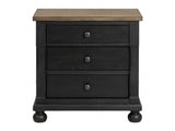 Neue Mills Black/Rustic Oak Nightstand w/ 3 Drawers - Ornate Home