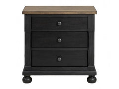 Neue Mills Black/Rustic Oak Nightstand w/ 3 Drawers - Ornate Home