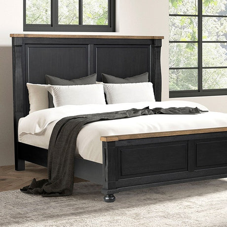 Neue Mills Black/Rustic Oak Queen 5 Piece Bedroom Set w/2 Nightstands - Ornate Home