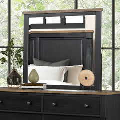 Neue Mills Black/Rustic Oak Queen 5 Piece Bedroom Set w/2 Nightstands - Ornate Home