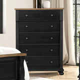 Neue Mills Black/Rustic Oak Queen 5 Piece Bedroom Set w/Chest (N1) - Ornate Home