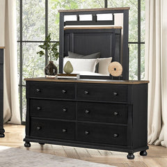 Neue Mills Black/Rustic Oak Queen 5 Piece Bedroom Set w/Chest (N1) - Ornate Home