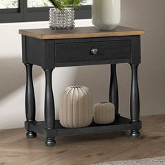 Neue Mills Black/Rustic Oak Queen 5 Piece Bedroom Set w/Chest (N1) - Ornate Home