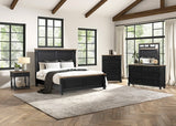 Neue Mills Black/Rustic Oak Queen Bed - Ornate Home
