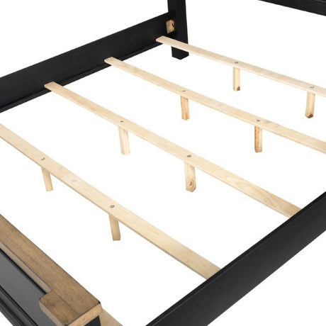 Neue Mills Black/Rustic Oak Queen Bed - Ornate Home