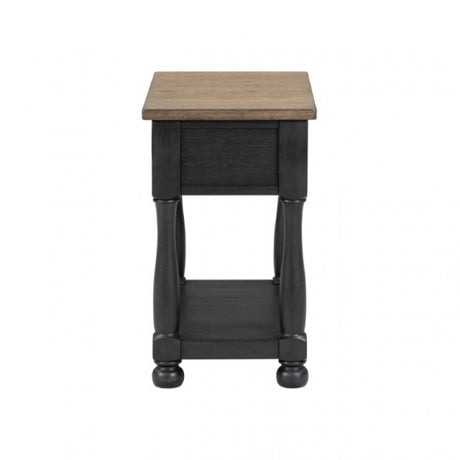 Neue Mills Weathered Black/Brown Chairside Table - Ornate Home