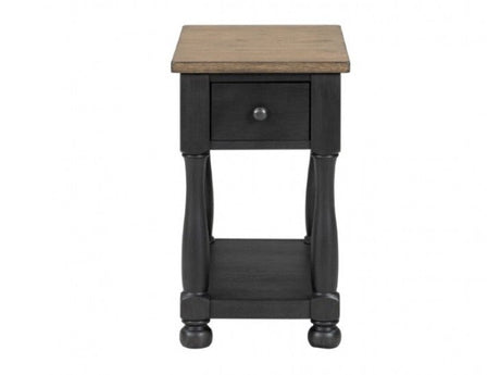 Neue Mills Weathered Black/Brown Chairside Table - Ornate Home