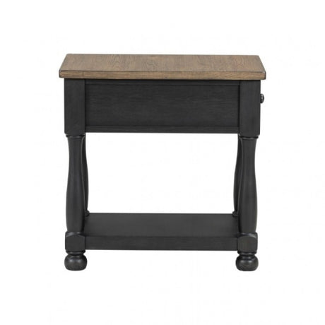 Neue Mills Weathered Black/Brown Chairside Table - Ornate Home