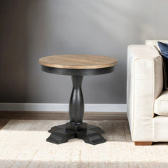 Neue Mills Weathered Black/Brown Round End Table - Ornate Home