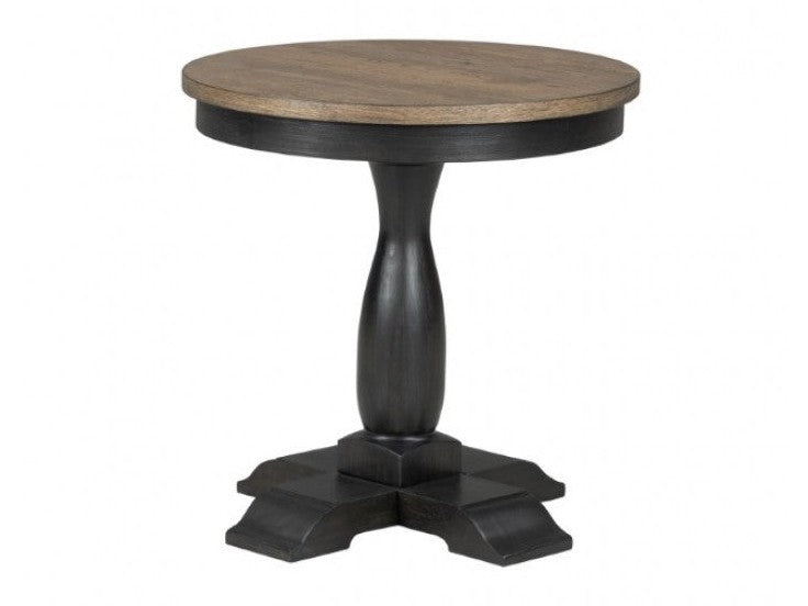 Neue Mills Weathered Black/Brown Round End Table - Ornate Home