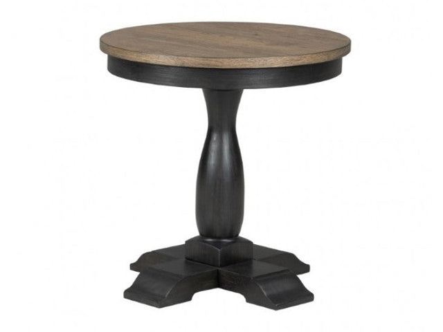 Neue Mills Weathered Black/Brown Round End Table - Ornate Home