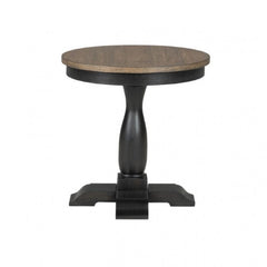 Neue Mills Weathered Black/Brown Round End Table - Ornate Home