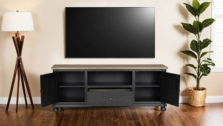 Neue Mills Weathered Black/Brown Tv Stand - Ornate Home