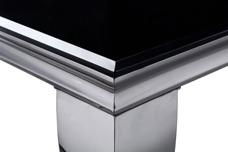 Neuveville Black/Chrome Table and Gray Chairs 7-Piece Dining Room Set - Ornate Home