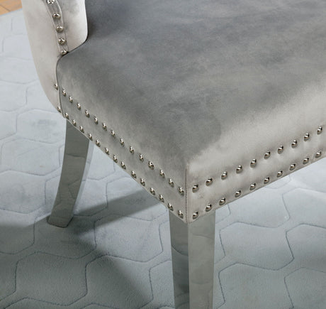 Neuveville Black/Chrome Table and Gray Chairs 7-Piece Dining Room Set - Ornate Home