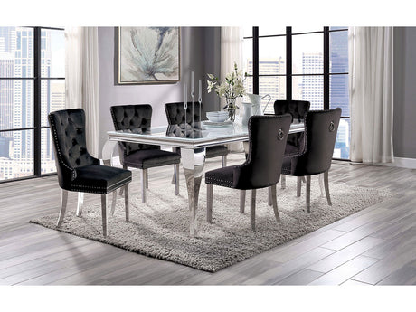 Neuveville White/Chrome 7 Pc. Dining Room Set Chairs - Ornate Home