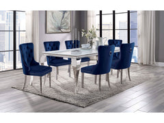 Neuveville White/Chrome 7 Pc. Dining Room Set - Ornate Home