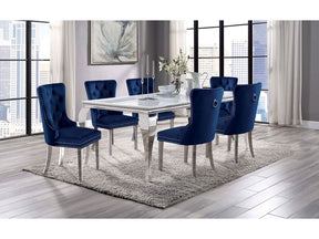 Neuveville White/Chrome 7 Pc. Dining Room Set - Ornate Home