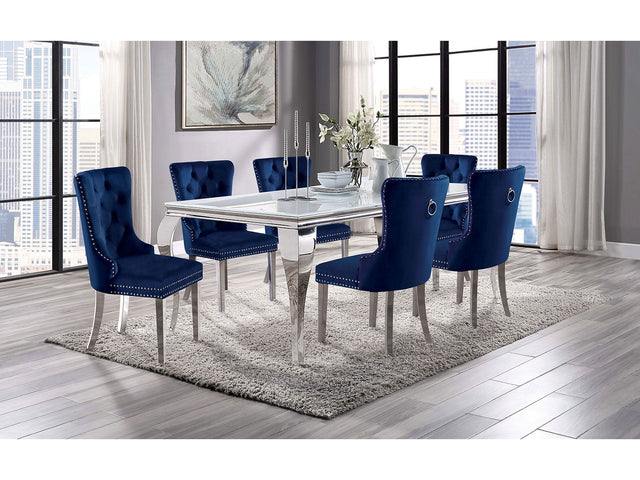 Neuveville White/Chrome 7 Pc. Dining Room Set - Ornate Home