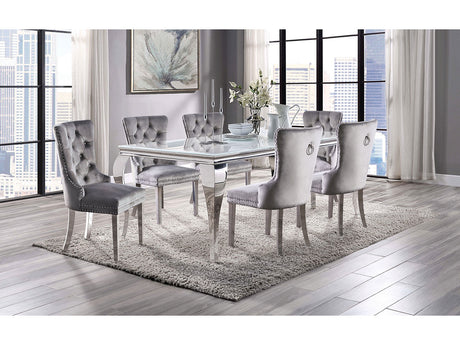 Neuveville White/Chrome 7 Pc. Dining Room Set - Ornate Home