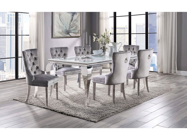 Neuveville White/Chrome 7 Pc. Dining Room Set - Ornate Home