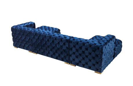 Neva Blue Velvet Double Chaise Sectional - Ornate Home