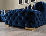 Neva Blue Velvet Double Chaise Sectional - Ornate Home