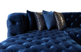 Neva Blue Velvet Double Chaise Sectional - Ornate Home