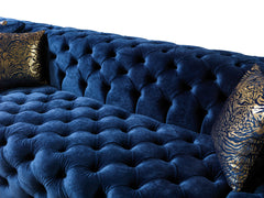 Neva Blue Velvet Double Chaise Sectional - Ornate Home