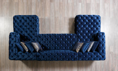 Neva Blue Velvet Double Chaise Sectional - Ornate Home