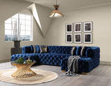 Neva Blue Velvet Double Chaise Sectional - Ornate Home