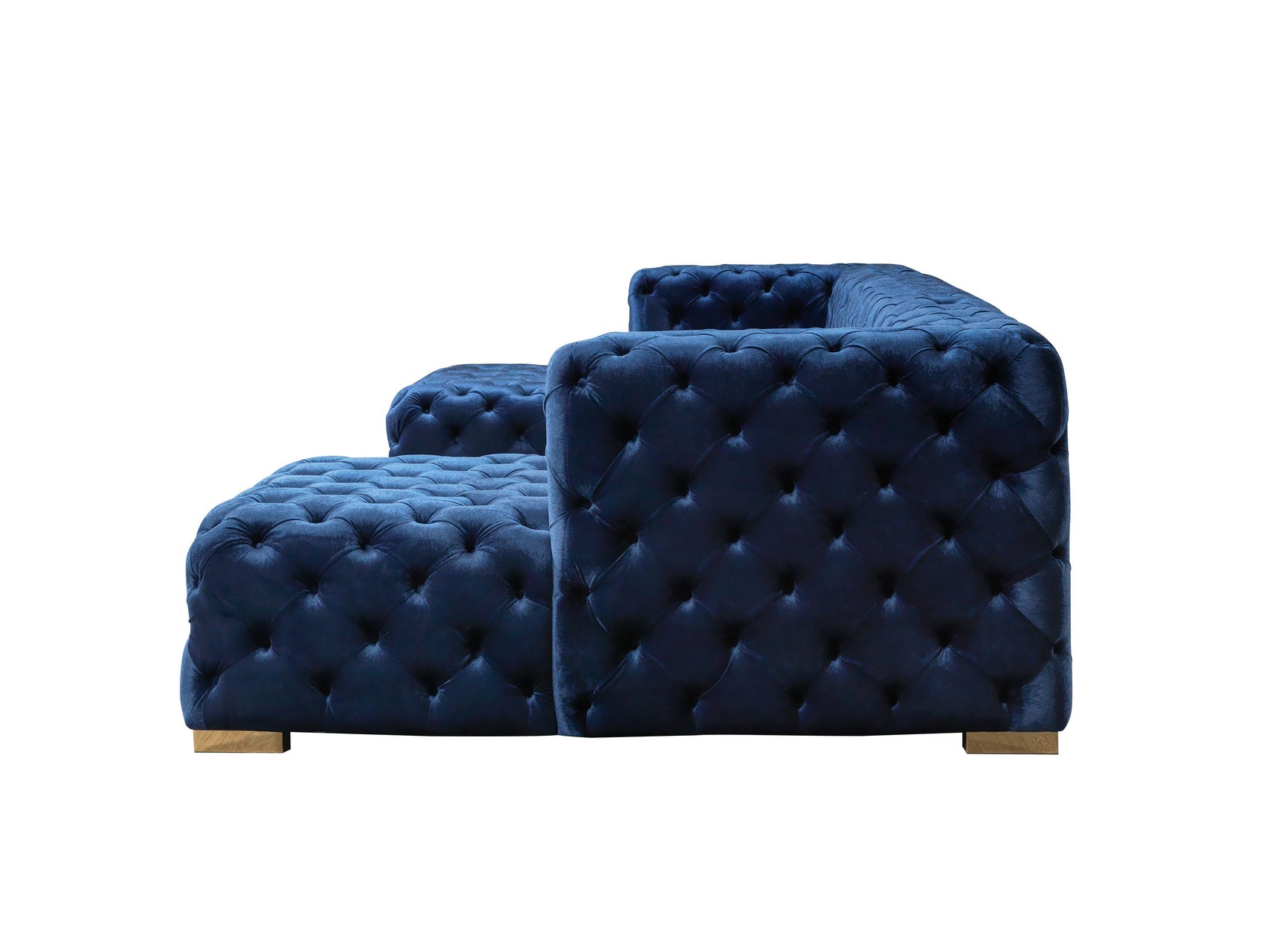 Neva Blue Velvet Double Chaise Sectional - Ornate Home