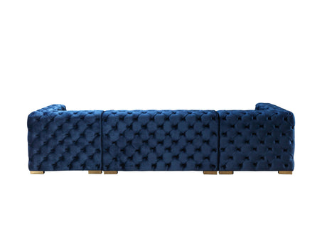 Neva Blue Velvet Double Chaise Sectional - Ornate Home