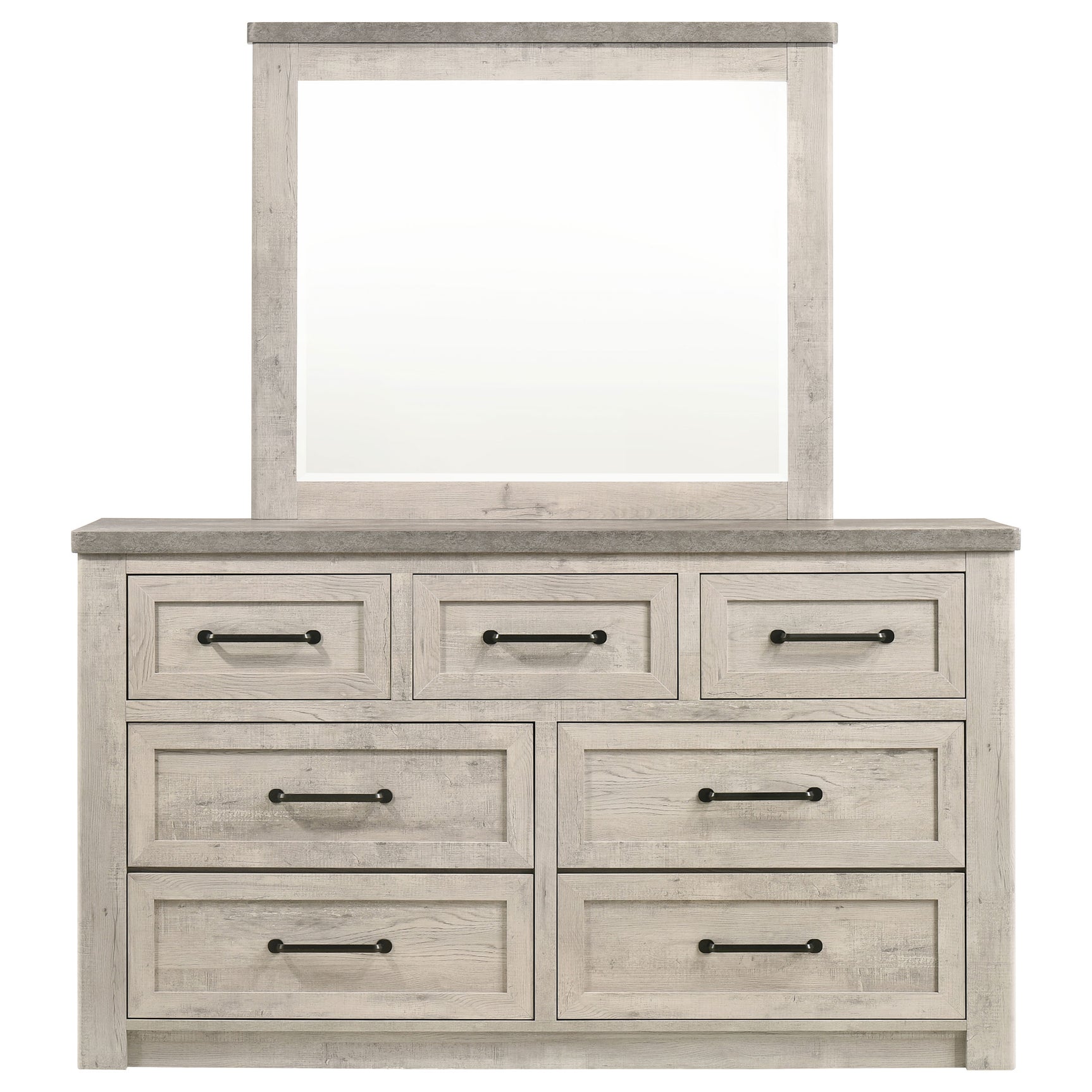 Nevado Grey / Weathered Taupe Dresser With Mirror - Ornate Home