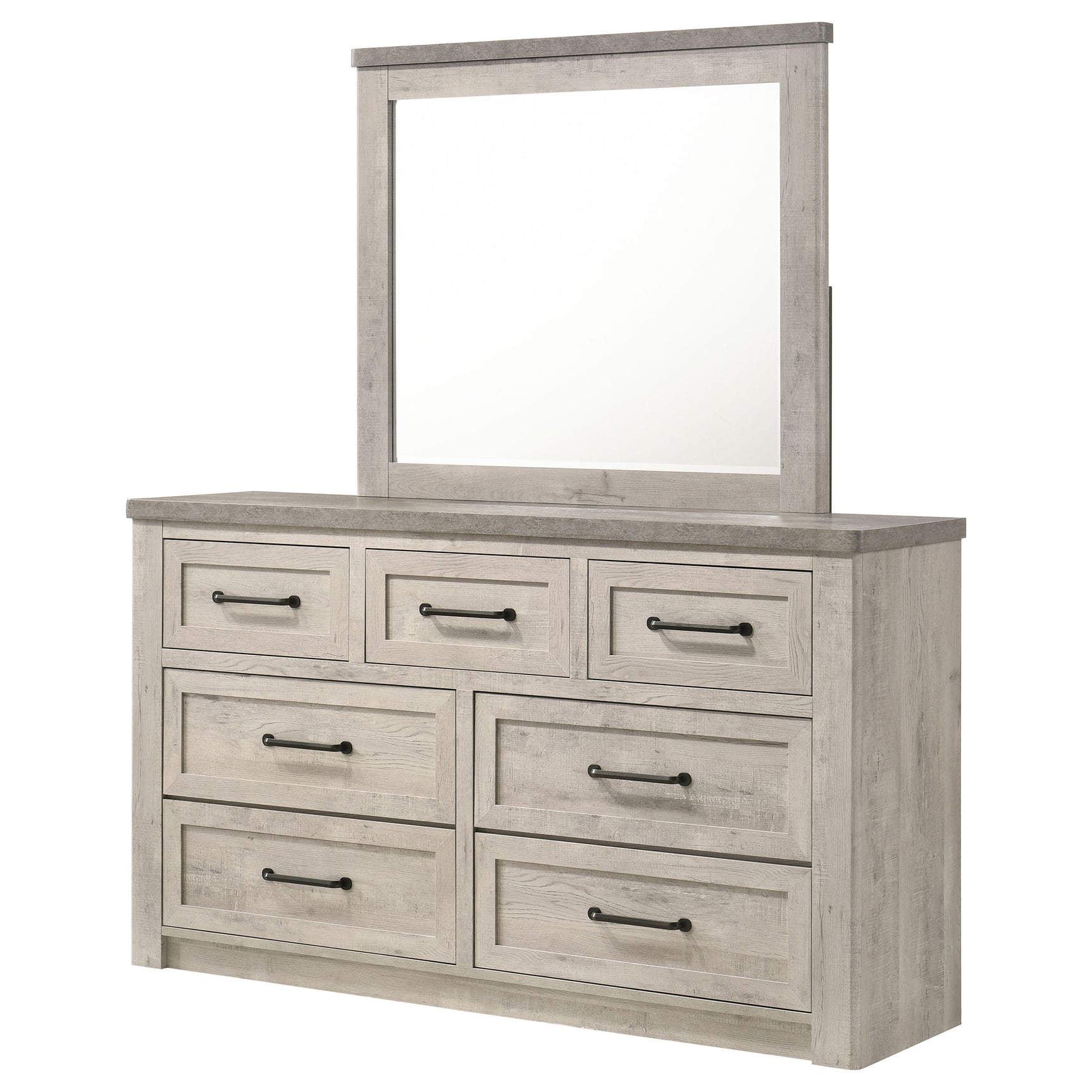 Nevado Grey / Weathered Taupe Dresser With Mirror - Ornate Home