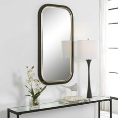 Nevaeh Black/Gold Curved Rectangle Mirror - Ornate Home