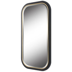 Nevaeh Black/Gold Curved Rectangle Mirror - Ornate Home