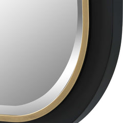 Nevaeh Black/Gold Curved Rectangle Mirror - Ornate Home